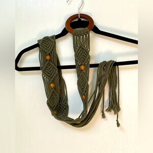 3/$25 Macramé Belt with Wooden Accents